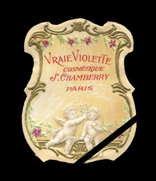 Antique French Perfume Label: Art Nouveau Vrai Violette Cosmetique J.  Chamberry