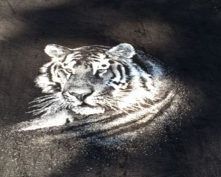 Vintage Biederlack Tiger Head Blanket / Throw Black & White Reversible Rare Huge