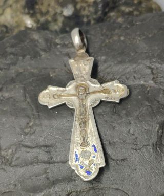 Big Antique Imperial Russian Sterling Silver 84 Christian Cross Jewelry