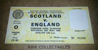 1984 Scotland V England - Rare Ticket @ Hampden Park
