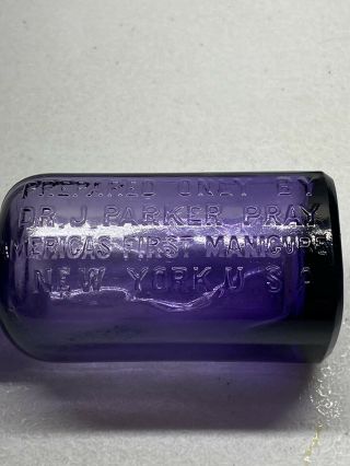 Dr J Parker Pray Americas First Manicure York Usa Clear Glass Antique Bottle