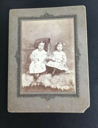 8 X 6 Authentic Antique Vintage Post Mortem Cabinet Card Photo Boy Girl Children