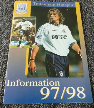 Rare Tottenham Hotspur - Information Booklet 1997/1998 White Hart Lane Spurs -