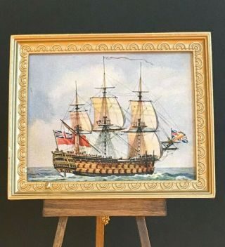 Vintage Dollhouse Framed Naval Print - “the Royal William” 1:12