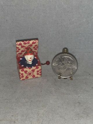 Vintage Miniature Dollhouse Artisan Sculpted Antique Style Jack In The Box Toy