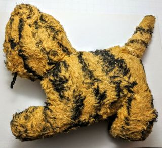 Antique Tiger Plush Stuffed Animal,  Stiff Filling & Worn Fur,  Vtg Nursery Decor