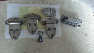 Vintage 3,  Brass Ice Box Hinges,  3 1/4 " Overall.