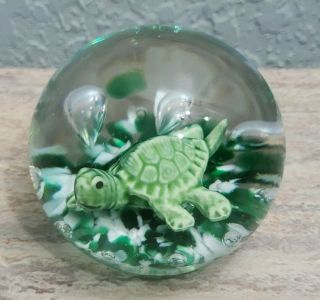 Gibson Sulfide Art Glass Turtle Paperweight Rare 1998