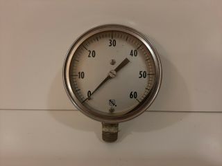 Vintage / Antique 2 1/2” Ashcroft Steampunk Pressure Gauge 0 To 60