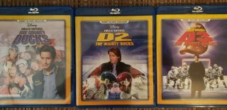 The Mighty Ducks Trilogy D1 D2 D3 Disney Movieclub Exclusive (blu - Ray) Rare