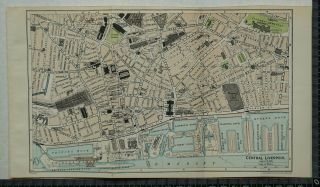 1930 Vintage Bartholomew Map Plan Of Central Liverpool