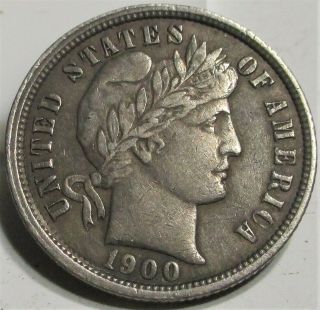 1900 - O Barber Dime 10c Xf Rare Us Coin.