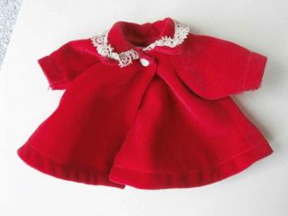 Vintage Ginny Vogue Doll Tagged Red Velvet Coat