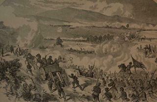 Antique 1880 United States Civil War Print Battle Of Gettysburg W/ Map