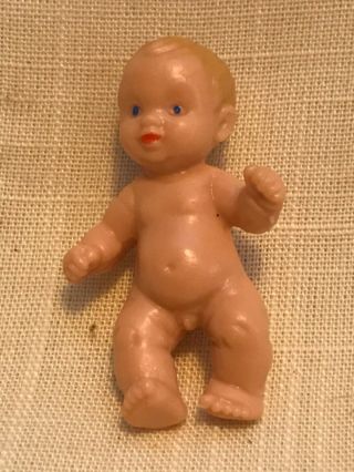 Vtg Miniature Dollhouse Doll Anatomically Correct Baby Boy Bully Germany 2”