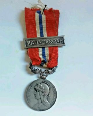 Old Rare Colonial French Silver Medal Order Madagascar