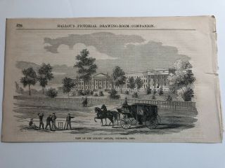 1856 Ballou’s Antique Print View Of Lunatic Asylum Columbus Ohio 122119