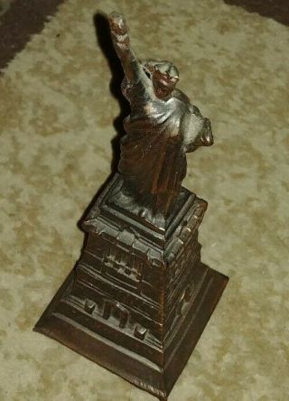 Vintage Statue Of Liberty Souvenir Metal Bronze Tone Finish Felt Bottom Rare