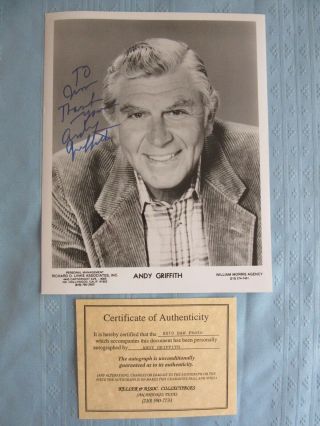 Rare Signed W/coa Andy Griffith B&w 8x10 Photo 2