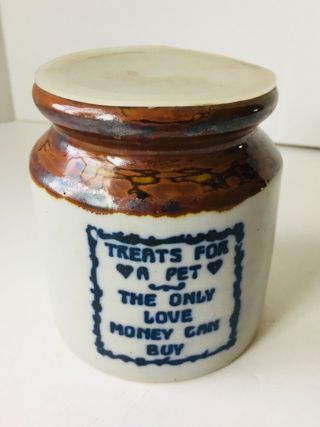 Vintage Moira Homemade Stoneware Mini Crock Salt Glaze Dog/cat Treats
