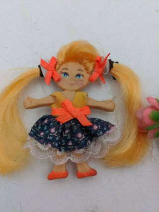 Vintage Liddle Kiddles Rosebud Kologne Doll 2” with Rose Flatsy doll 2