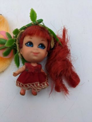 Vintage Liddle Kiddles Rosebud Kologne Doll 2” with Rose Flatsy doll 3