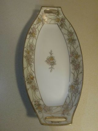 Antique Nippon Moriage Detail Celery Dish,  Hand Painted Circa 1915