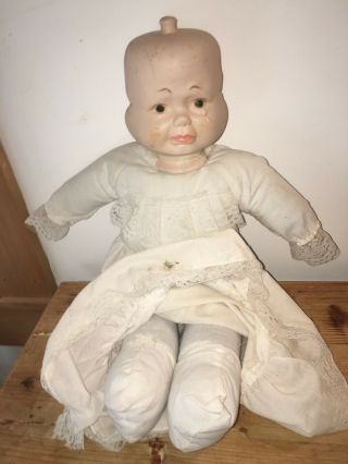 Vintage Bisque Porcelain 3 Face Baby Doll Happy,  Sleepy,  Crying