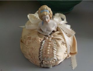Antique Half Doll With Pincushion Germany 1920 - 30