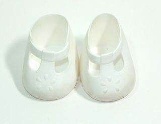 Vintage Cabbage Patch Kid Doll Shoes White Plastic Shoes Mary Jane T Strap Cpk A