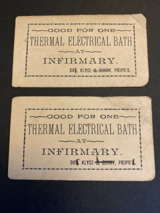 2 Antique 1890s Quack Medicine Paper Thermal Electrical Bath Tickets