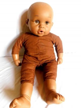 Vintage Black Baby Doll Rolling Eyes 18 " Squeeze Belly Makes Noise