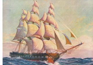 Vintage 1930s Print Nautical Sailing Ships Large Size 12x16 Uss Constitution B7