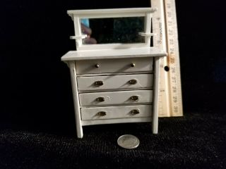 1:12 Dollhouse Miniature Cute Vintage White Small Wood 4 Drawer Bespaq Dresser