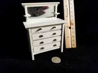 1:12 Dollhouse Miniature Cute vintage white small wood 4 drawer Bespaq Dresser 2