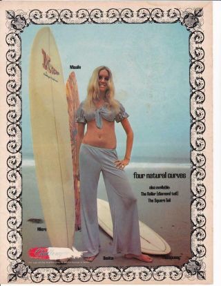 1969 Challenger Surfboards Ad / Great Art / Pretty Girl