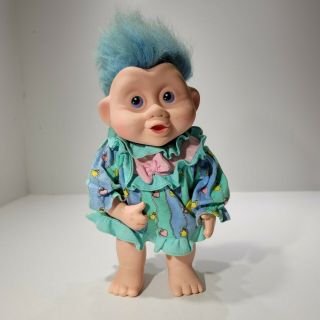 Vintage 1990s Magic Trolls Babies Applause Light Blue 13 Inch Doll With Outfit