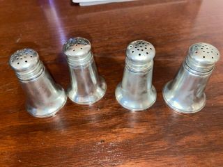Vintage Two Pairs (4 Total) Of Crown Weighted Sterling Salt And Pepper Shakers