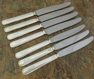 Oneida Rosalie Set 7 Dinner Knives Wm A Rogers Vintage Silverplate Flatware A
