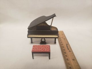 Vintage Tootsie Toys Grand Piano With Bench Metal Dollhouse Miniature