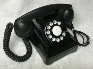 Rare Vintage 1940s Western Electric 302 (s - 9 - 46) Black Rotary Dial Desktop Phone