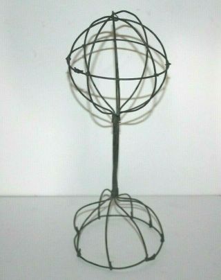 13.  5 " Tall Antique Vintage Twisted Metal Wire Hat Wig Form Store Table Display
