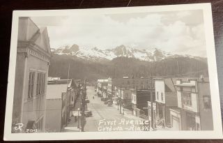 First Avenue Ave Cordova Alaska Ak Real Photo Postcard Rppc Antique Cars