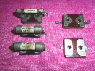 Antique Radio Parts - Mica Capacitors,  Grid Leak Resistor,  Fixed Rheostats