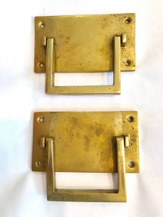 Vintage Pair 2 Brass Asian Trunk Handles 4.  5 " L,  2.  5 " W,  3 " H