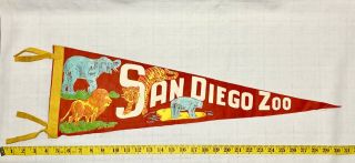 Vintage 1950s San Diego Zoo Soft Felt Pennant Souvenir Rare