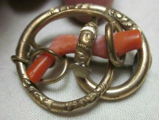 Lovely Antique Victorian/edwardian Gold Filled Coral Brooch Pin Pendant