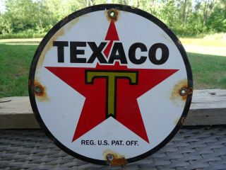 Rare Vintage Old 1950s Texaco Star Gasoline Porcelain Gas Pump Advertising Sign