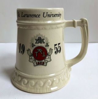 Vintage 1955 St.  Lawrence University Saints Off White 6 " Beer Mug Stein Rare