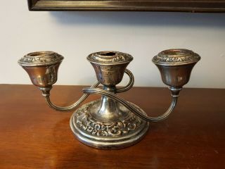 Vintage Silver Plated On Copper Small Three Branch Candelabra - As Seen